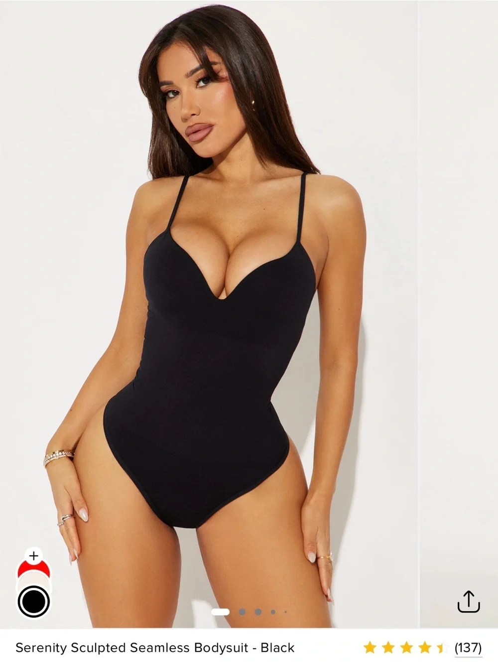 Fashion Nova Black Sculpting Seamless Bodysuit
